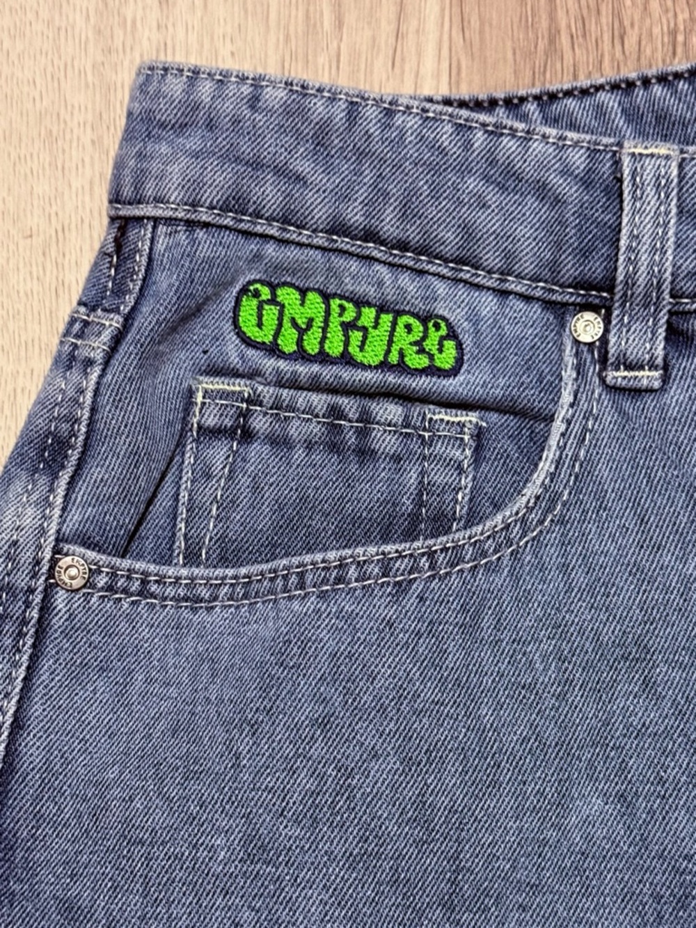 Empyre Blue Wide Leg Flare Jeans Denim Skater Graffiti style - Picture 4 of 11